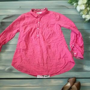Anthropologie Isabella Sinclair Pink Button-Up Blouse Tunic